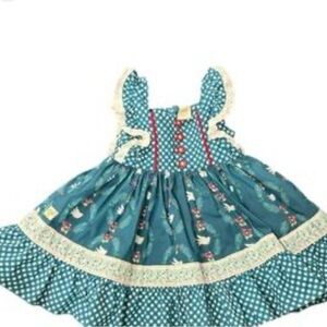 Matilda Jane Wildflowers Holly Days Teal Dove Dress NWT